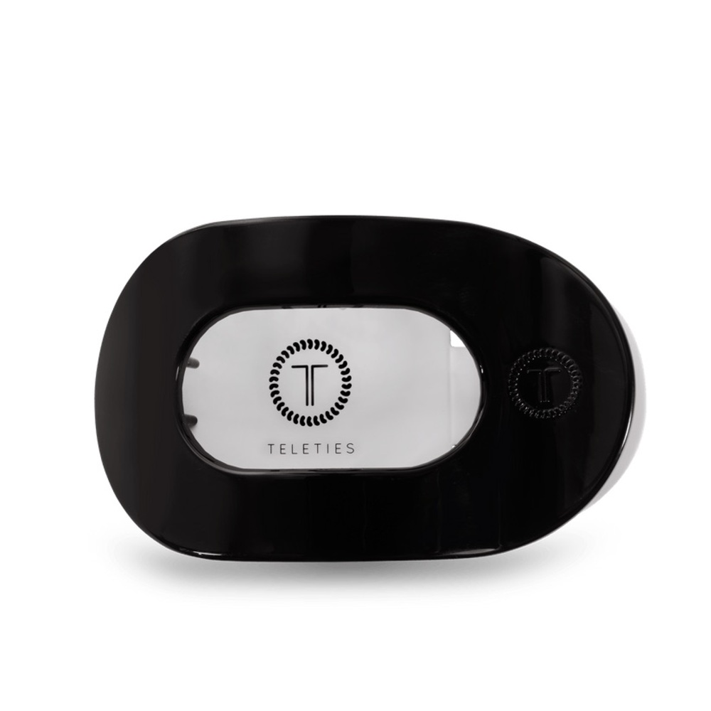 Teleties Jet Black Large Flat Round Hair Clip